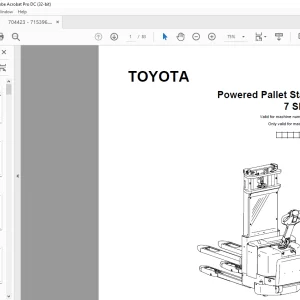 Toyota Forklift 7 SM16D Powered Pallet Stacker Parts Catalogue Manual 704423 - PDF DOWNLOAD