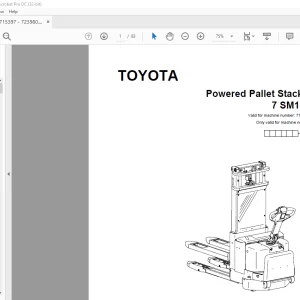 Toyota Forklift 7 SM16D Powered Pallet Stacker Parts Catalogue Manual 715397 - PDF DOWNLOAD