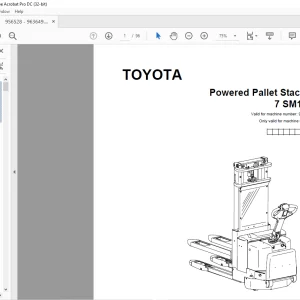 Toyota Forklift 7 SM16D Powered Pallet Stacker Parts Catalogue Manual 956528 - PDF DOWNLOAD
