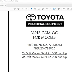 Toyota Forklift 7BRU18 7BRU23 7BDRU15 7BSU20 7BSU25 Parts Catalog Manual - PDF DOWNLOAD