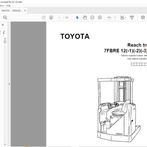 Toyota Forklift 7FBRE 12(-1)(-2)(-3)(C) Reach truck Spare Parts Catalogue Manual 564300AT - PDF DOWNLOAD