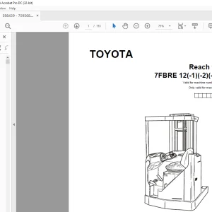 Toyota Forklift 7FBRE 12(-1)(-2)(-3)(C) Reach truck Spare Parts Catalogue Manual 598439 - PDF DOWNLOAD
