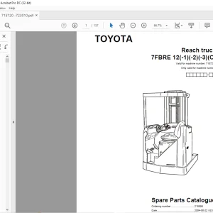 Toyota Forklift 7FBRE 12(-1)(-2)(-3)(C) Reach truck Spare Parts Catalogue Manual 715720 - PDF DOWNLOAD