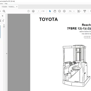 Toyota Forklift 7FBRE 12(-1)(-2)(-3)(C) Reach truck Spare Parts Catalogue Manual 725406 - PDF DOWNLOAD