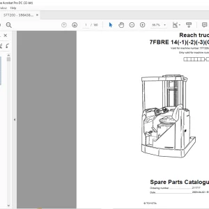 Toyota Forklift 7FBRE 14(-1)(-2)(-3)(C) Reach truck Spare Parts Catalogue Manual 577200AT - PDF DOWNLOAD