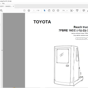 Toyota Forklift 7FBRE 16CC (-1)(-2)(-3) Reach truck Parts Catalogue Manual 930971 - PDF DOWNLOAD