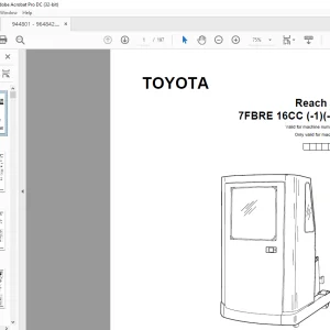 Toyota Forklift 7FBRE 16CC (-1)(-2)(-3) Reach truck Parts Catalogue Manual 944801 - PDF DOWNLOAD