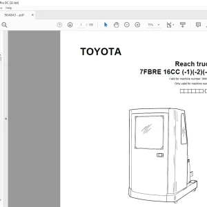 Toyota Forklift 7FBRE 16CC (-1)(-2)(-3) Reach truck Parts Catalogue Manual 964843 - PDF DOWNLOAD