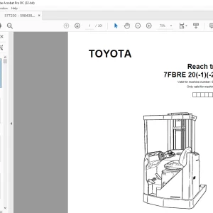 Toyota Forklift 7FBRE 20(-1)(-2)(C) Reach Truck Parts Catalogue Manual 577200AT - PDF DOWNLOAD