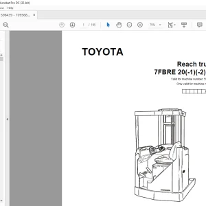 Toyota Forklift 7FBRE 20(-1)(-2)(C) Reach Truck Parts Catalogue Manual 598439 - PDF DOWNLOAD