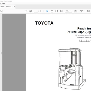 Toyota Forklift 7FBRE 20(-1)(-2)(C) Reach Truck Parts Catalogue Manual 725406 - PDF DOWNLOAD