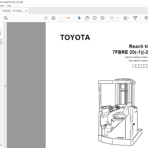 Toyota Forklift 7FBRE 20(-1)(-2)(C) Reach Truck Parts Catalogue Manual 743654 - PDF DOWNLOAD