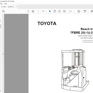 Toyota Forklift 7FBRE 20(-1)(-2)(C) Reach Truck Parts Catalogue Manual 911801 - PDF DOWNLOAD
