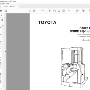 Toyota Forklift 7FBRE 20(-1)(-2)(C) Reach Truck Parts Catalogue Manual 930971 - PDF DOWNLOAD