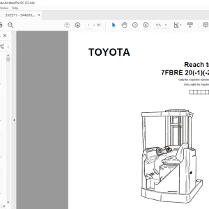 Toyota Forklift 7FBRE 20(-1)(-2)(C) Reach Truck Parts Catalogue Manual 930971 - PDF DOWNLOAD