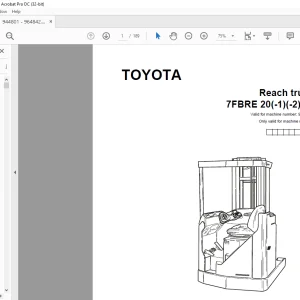 Toyota Forklift 7FBRE 20(-1)(-2)(C) Reach Truck Parts Catalogue Manual 944801 - PDF DOWNLOAD