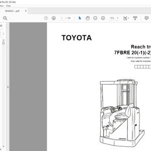 Toyota Forklift 7FBRE 20(-1)(-2)(C) Reach Truck Parts Catalogue Manual 964843 - PDF DOWNLOAD