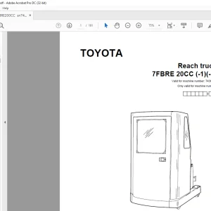 Toyota Forklift 7FBRE 20CC (-1)(-2) Reach Truck Parts Catalogue Manual 743654 - PDF DOWNLOAD