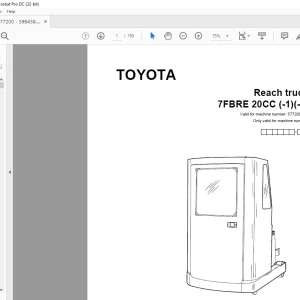 Toyota Forklift 7FBRE 20CC (-1)(-2) Reach truck Parts Catalogue Manual 577200AT - PDF DOWNLOAD