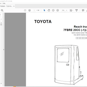 Toyota Forklift 7FBRE 20CC (-1)(-2) Reach truck Parts Catalogue Manual 709569 - PDF DOWNLOAD
