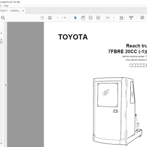 Toyota Forklift 7FBRE 20CC (-1)(-2) Reach truck Parts Catalogue Manual 723011 - PDF DOWNLOAD