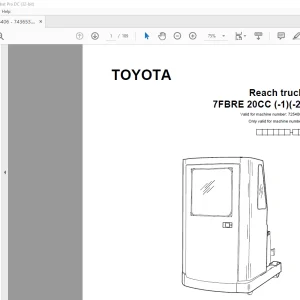 Toyota Forklift 7FBRE 20CC (-1)(-2) Reach truck Parts Catalogue Manual 725406 - PDF DOWNLOAD