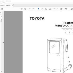 Toyota Forklift 7FBRE 20CC (-1)(-2) Reach truck Parts Catalogue Manual 930971 - PDF DOWNLOAD