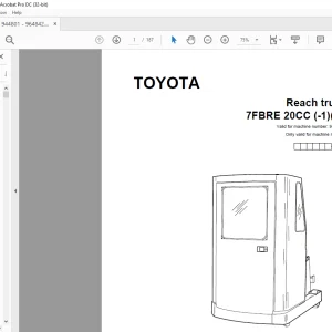 Toyota Forklift 7FBRE 20CC (-1)(-2) Reach truck Parts Catalogue Manual 944801 - PDF DOWNLOAD