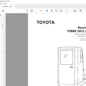 Toyota Forklift 7FBRE 20CC (-1)(-2) Reach truck Parts Catalogue Manual 964843 - PDF DOWNLOAD