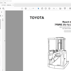 Toyota Forklift 7FBRE 25(-1)(-2)(C) Reach truck Parts Catalogue Manual 577200AT - PDF DOWNLOAD