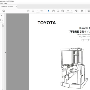 Toyota Forklift 7FBRE 25(-1)(-2)(C) Reach truck Parts Catalogue Manual 598439 - PDF DOWNLOAD