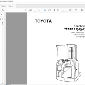 Toyota Forklift 7FBRE 25(-1)(-2)(C) Reach truck Parts Catalogue Manual 743654 - PDF DOWNLOAD