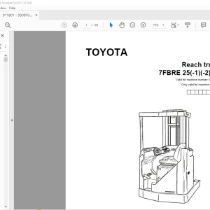 Toyota Forklift 7FBRE 25(-1)(-2)(C) Reach truck Parts Catalogue Manual 911801 - PDF DOWNLOAD