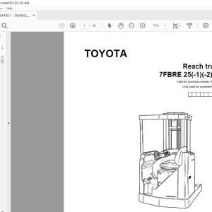 Toyota Forklift 7FBRE 25(-1)(-2)(C) Reach truck Parts Catalogue Manual 944801 - PDF DOWNLOAD
