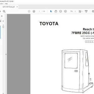 Toyota Forklift 7FBRE 25CC (-1)(-2) Reach truck Parts Catalogue Manual 598439 - PDF DOWNLOAD