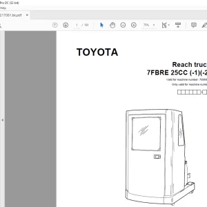 Toyota Forklift 7FBRE 25CC (-1)(-2) Reach truck Parts Catalogue Manual 709569 - PDF DOWNLOAD