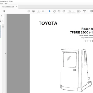 Toyota Forklift 7FBRE 25CC (-1)(-2) Reach truck Parts Catalogue Manual 725406 - PDF DOWNLOAD