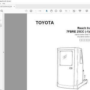 Toyota Forklift 7FBRE 25CC (-1)(-2) Reach truck Parts Catalogue Manual 911801 - PDF DOWNLOAD