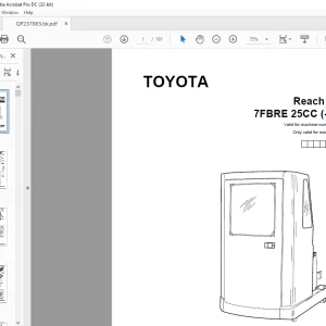 Toyota Forklift 7FBRE 25CC (-1)(-2) Reach truck Parts Catalogue Manual 944801 - PDF DOWNLOAD