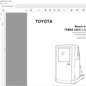 Toyota Forklift 7FBRE 25CC (-1)(-2) Reach truck Parts Catalogue Manual 964843 - PDF DOWNLOAD
