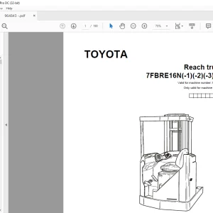 Toyota Forklift 7FBRE16N(-1)(-2)(-3)(C) Reach Truck Parts Catalogue Manual 964843