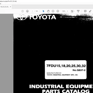 Toyota Forklift 7FDU15 7FDU18 7FDU20 7FDU25 7FDU30 7FDU32 Parts Catalog Manual G837-2 - PDF DOWNLOAD