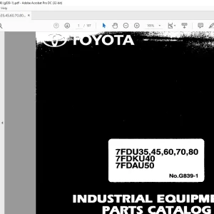 Toyota Forklift 7FDU35 7FDU45 7FDU60 7FDU70 7FDU80 7FDKU40 7FDAU50 Parts Catalog Manual G839-1 - PDF DOWNLOAD