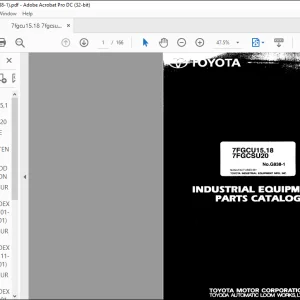 Toyota Forklift 7FGCU15 7FGCU18 7FGCSU20 Parts Catalog Manual G838-1 - PDF DOWNLOAD
