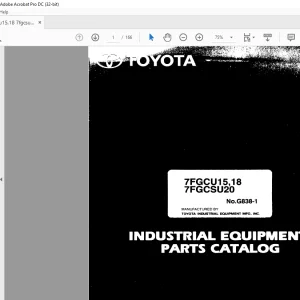 Toyota Forklift 7FGCU15 7FGCU18 7FGCSU20 Parts Catalog Manual G838-1 - PDF DOWNLOAD