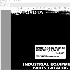 Toyota Forklift 7FGU15 7FGU18 7FGU20 7FGU25 7FGU30 7FGU32 7FGCU20 7FGCU25 7FGCU30 7FGCU32 Parts Catalog Manual G837-1 - PDF DOWNLOAD