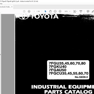 Toyota Forklift 7FGU35 7FGU45 7FGU60 7FGU70 7FGU80 7FGKU40 7FGAU50 7FGCU35 7FGCU45 7FGCU55 7FGCU60 7FGCU70 Parts Catalog Manual G839-2 - PDF DOWNLOAD