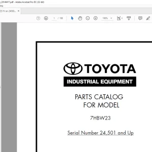 Toyota Forklift 7HBW23 Parts Catalog Manual SN 24501 and up - PDF DOWNLOAD