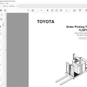 Toyota Forklift 7LOP10CF Order Picking Truck Parts Catalogue Manual 940212 - PDF DOWNLOAD