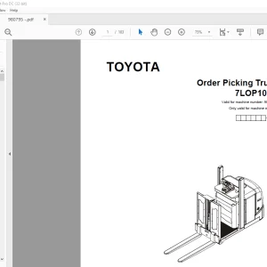 Toyota Forklift 7LOP10CF Order Picking Truck Parts Catalogue Manual 980795 - PDF DOWNLOAD